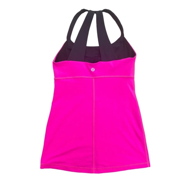Lululemon Scoop Me Up Tank II Size 4 Raspberry Glo Light/Black Yoga - Picture 4 of 4